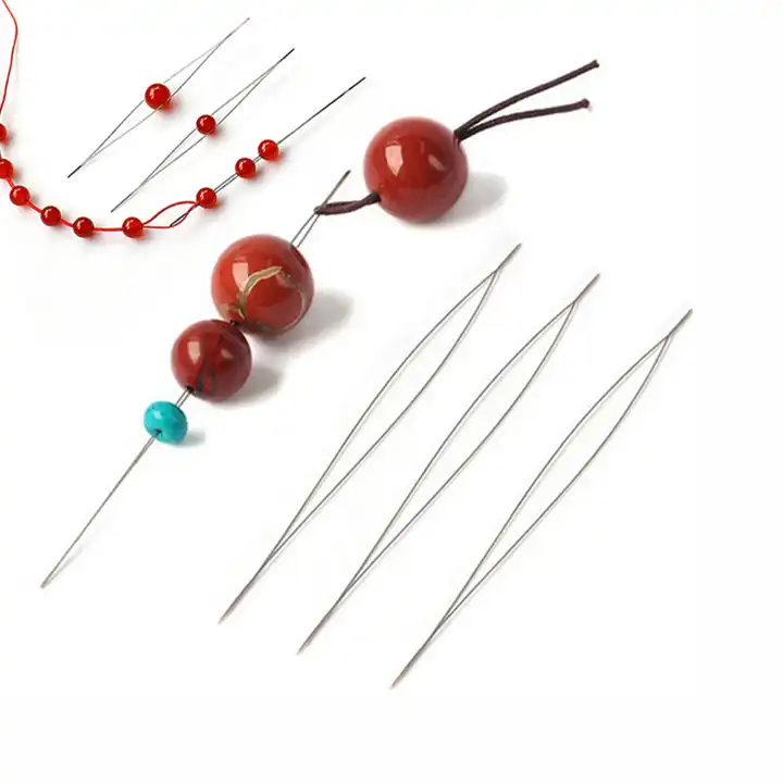 MKT101 5PCS Big Eye Curved Open Stainless Steel Beading Needles